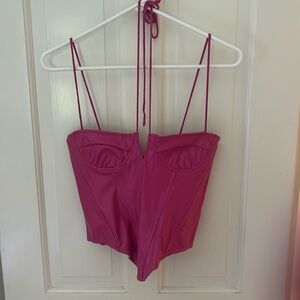 Hot pink corset-style top from the cutest boutique in Boston. Size Medium